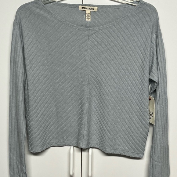 Billabong Green Ribbed Crop Blouse - Picture 1 of 8